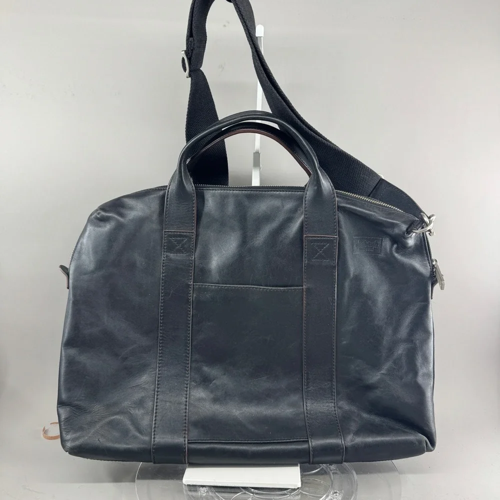 Jack Spade Warren Street Leather Briefcase Laptop Messenger Bag Black Crossbody